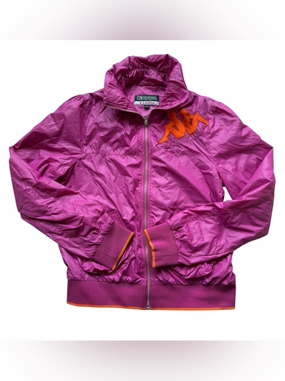 Kappa Jacket XL Pink Orange Windbreaker Y2K Streetwear Omini Logo Retro Full Zip